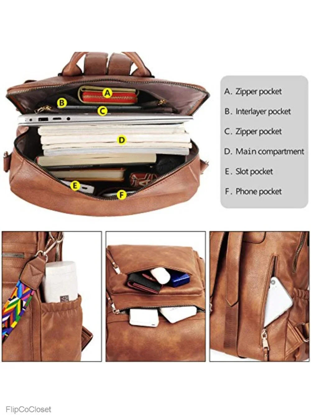 Women's Leather Backpack Purse, Faux Leather Travel Shoulder Bags